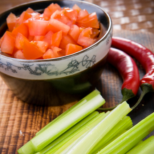 Low-Calorie Snacks For Weight Loss, Chopped celery with salsa
